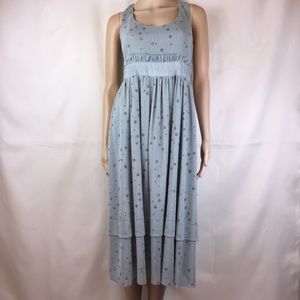 Lilith Mesh Empire Waist Dress - Blue w/ Grey Dots